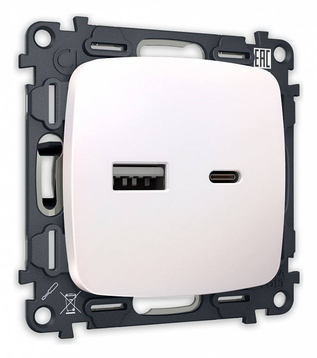 Розетка 2хusb type a и c без рамки ambrella volt quant mo211010