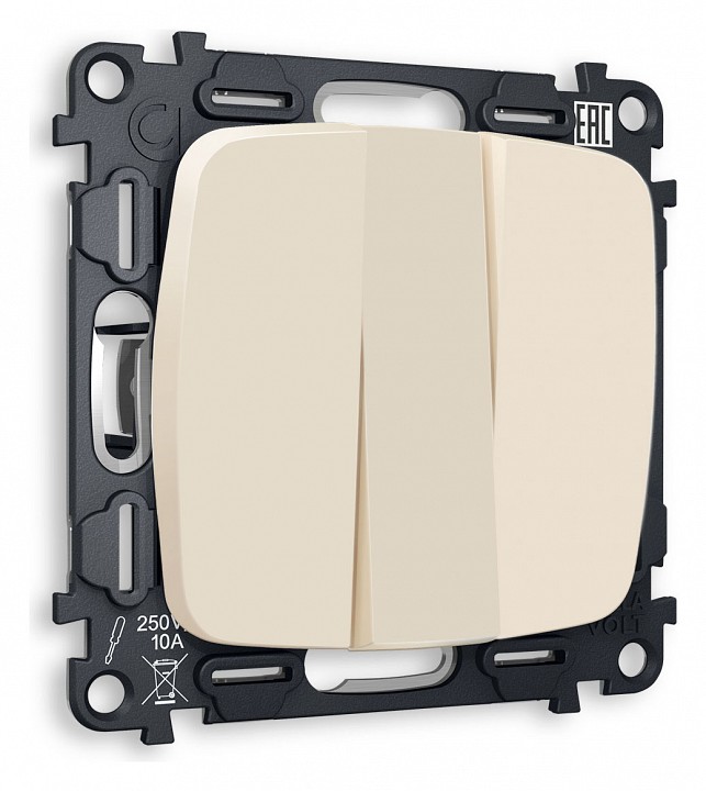 Выключатель трехклавишный без рамки ambrella volt quant mo325010