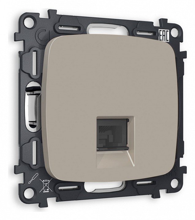 Розетка телефонная rj-11 со штрокой, Без рамки ambrella volt quant mo372030