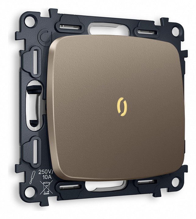 Выключатель проходной одноклавишный с подсветкой без рамки ambrella volt quant mo632030