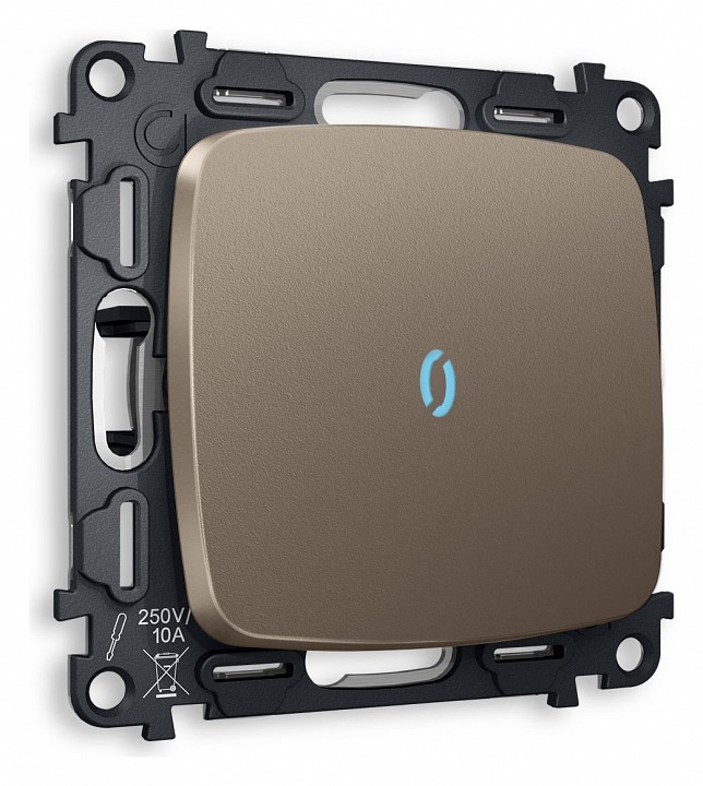 Выключатель проходной одноклавишный с подсветкой без рамки ambrella volt quant mo632040