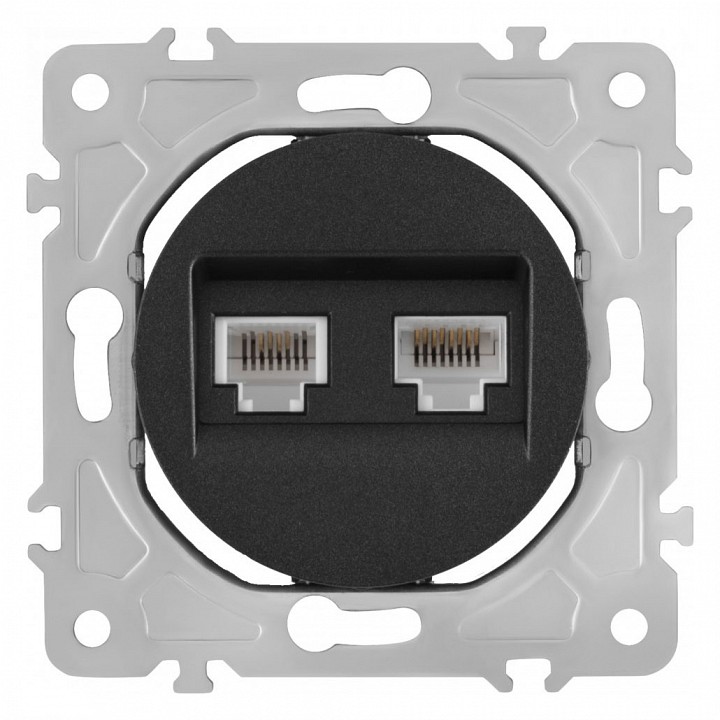 Розетка двойная rj-11 и ethernet rj-45, Без рамки arte milano am-202 202.44-1.black