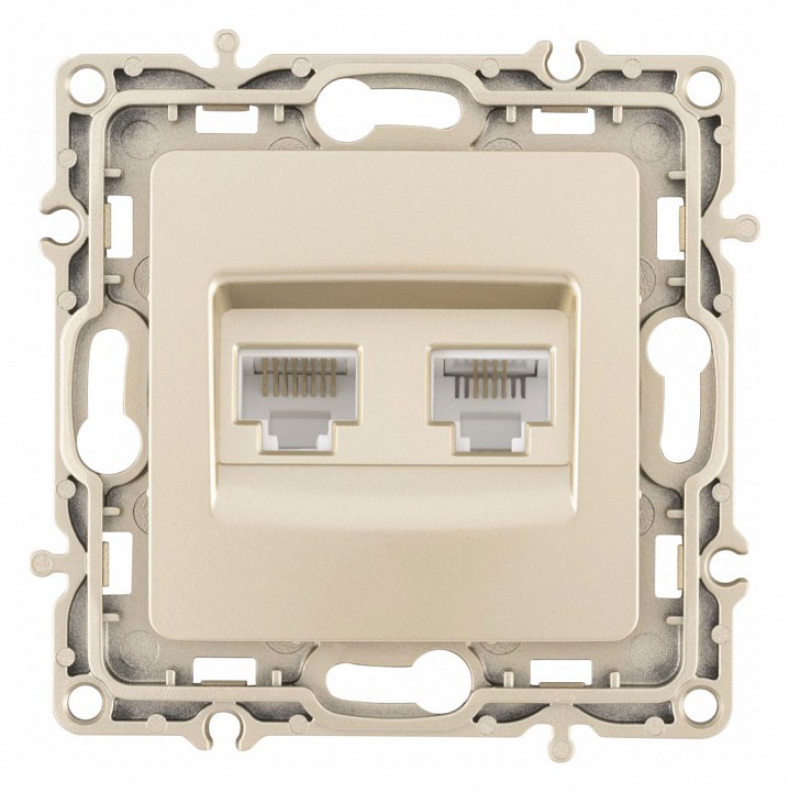 Розетка двойная rj-11 и ethernet rj-45, Без рамки arte milano am-217 217.44-1.shampan