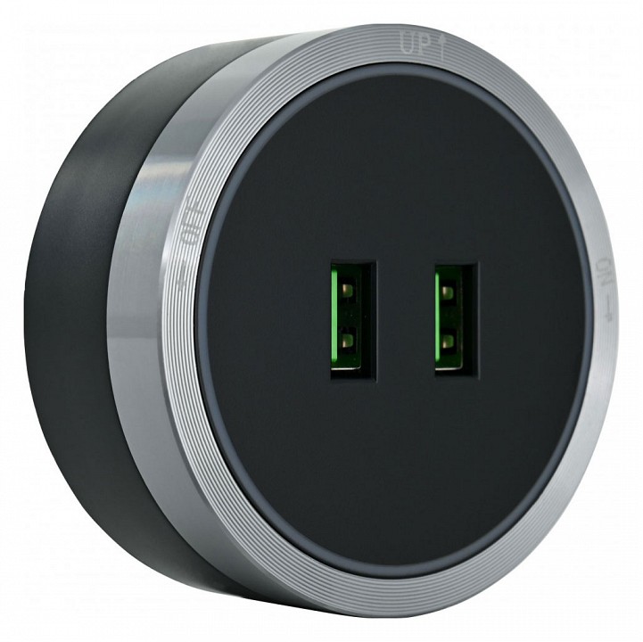 Розетка 2xusb на треке arte milano am-track-sockets 380066ts led/usbx2 grey
