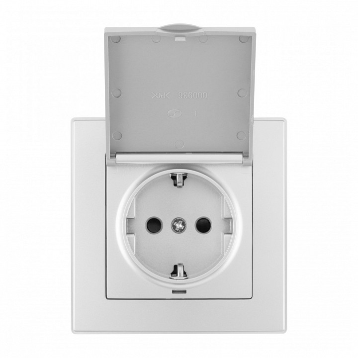 Розетка с заземлением и шторкой, С крышкой arte milano set06-1 set06-1-41-1 silver