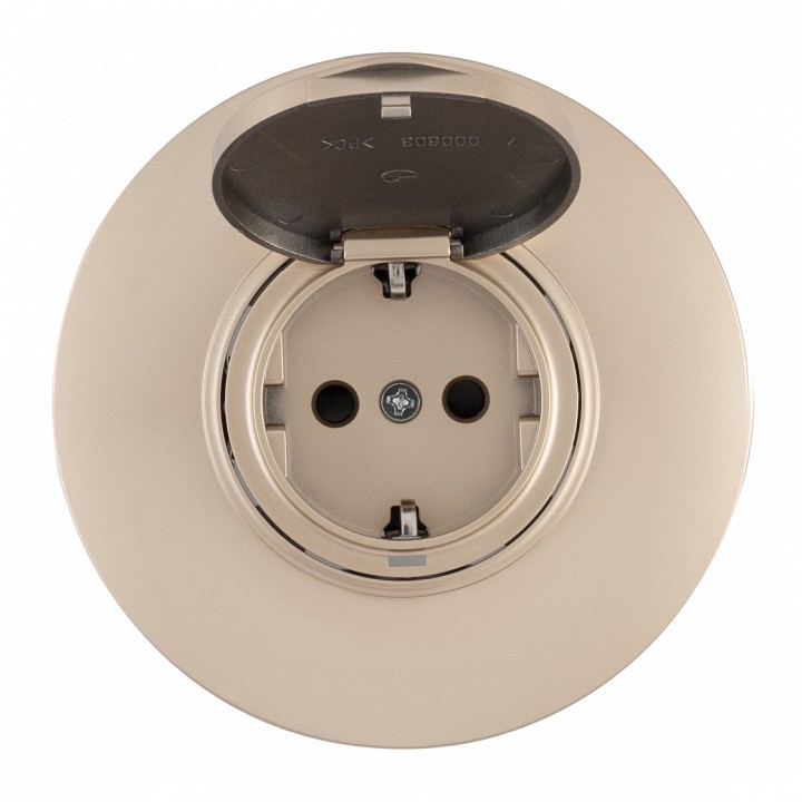 Розетка с заземлением и шторкой, С крышкой arte milano set08-1 set08-1-41-1 shampan