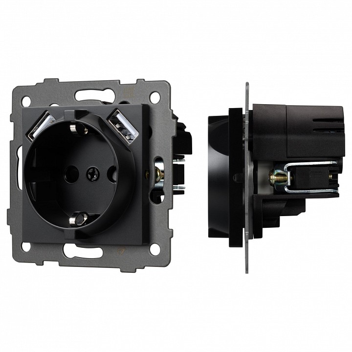 Розетка с заземлением и 2хusb type a, Без рамки arlight sct 049819