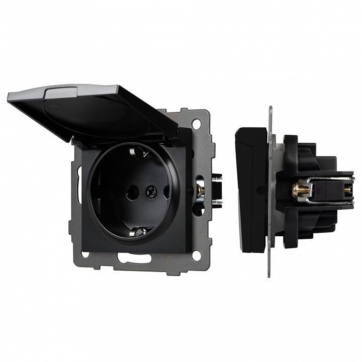 Розетка влагозащищенная с заземлением и со шторкой, Без рамки с крышкой arlight sct 049835