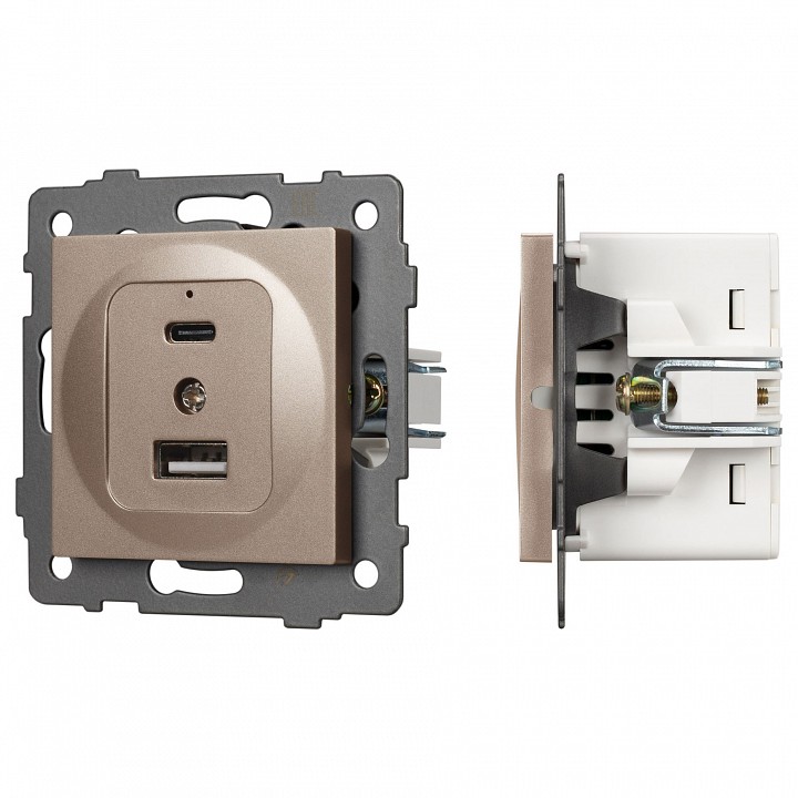Механизм розетки 2хusb type a и c arlight sct 049841