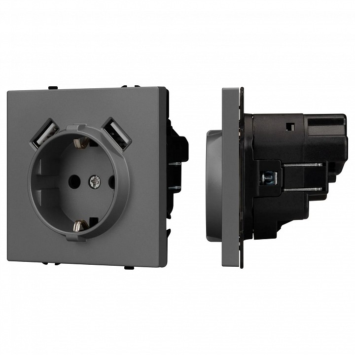 Розетка с заземлением и 2хusb type a, Без рамки arlight sct 054291