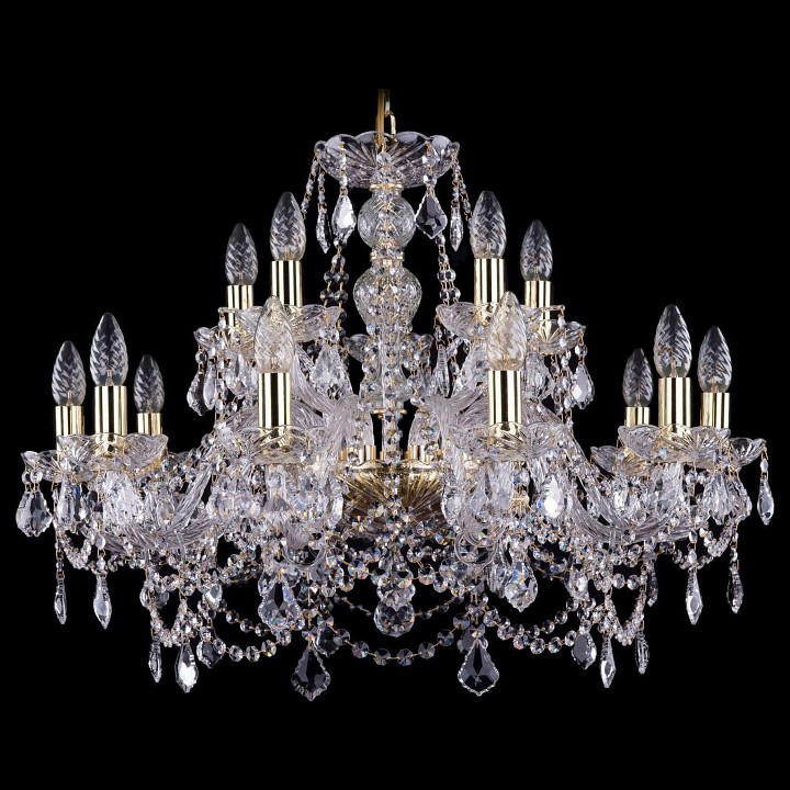 Подвесная люстра bohemia ivele crystal 1411 1411/10+5/240/g/leafs