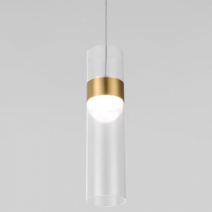Подвесной светильник eurosvet lumen 50244/1 led латунь/прозрачный