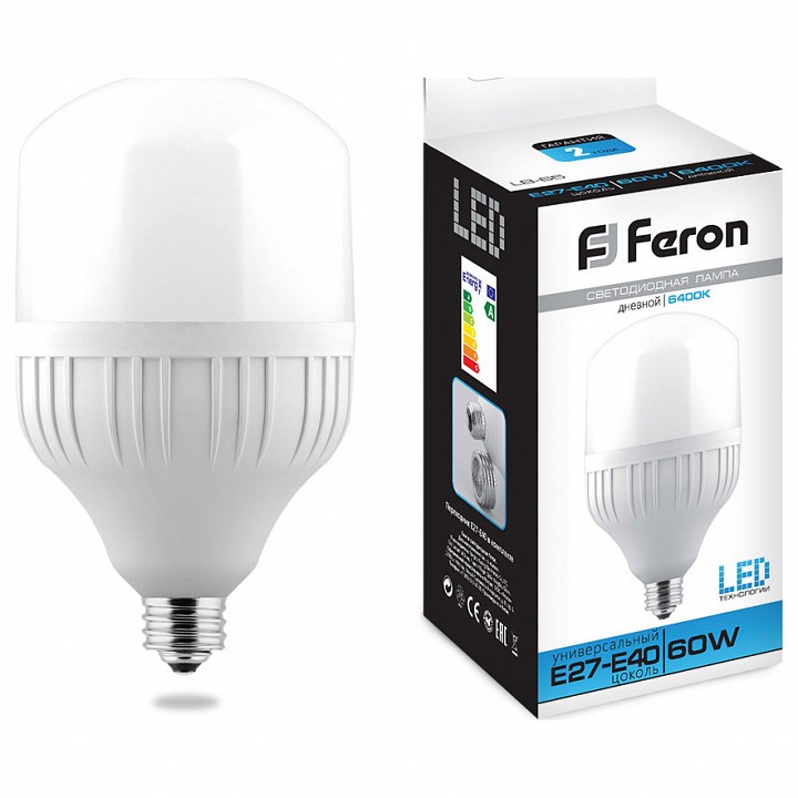 Лампа светодиодная feron saffit lb-65 e27-e40 60вт 6400k 25782