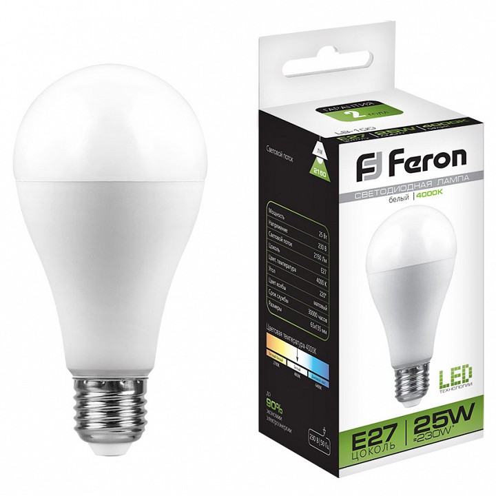 Лампа светодиодная feron lb-100 e27 25вт 4000k 25791