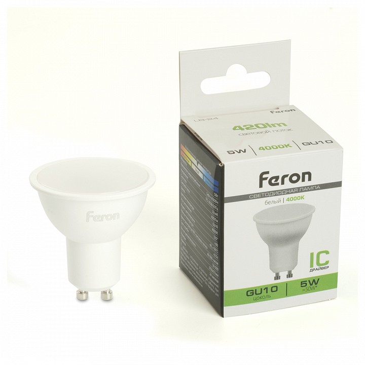 Лампа светодиодная feron lb-24 gu10 5вт 4000k 51216