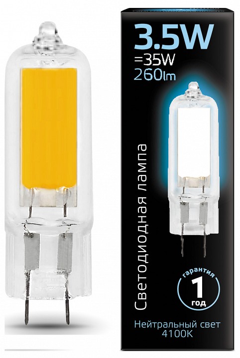 Лампа светодиодная gauss led g4 g9 3.5вт 4100k 107807203
