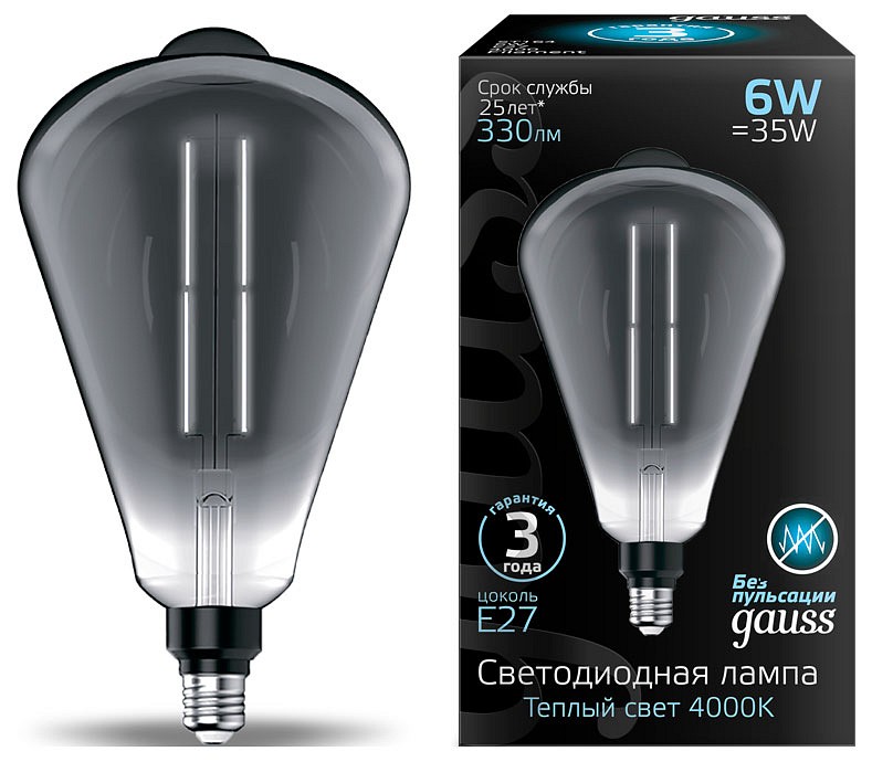 Лампа светодиодная gauss oversize e27 6вт 4000k 157802205