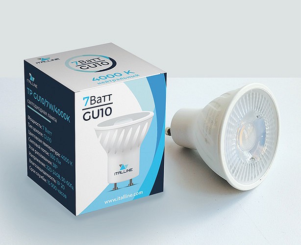 Лампа светодиодная italline tp gu10 7вт 4000k tp gu10/7w/4000k
