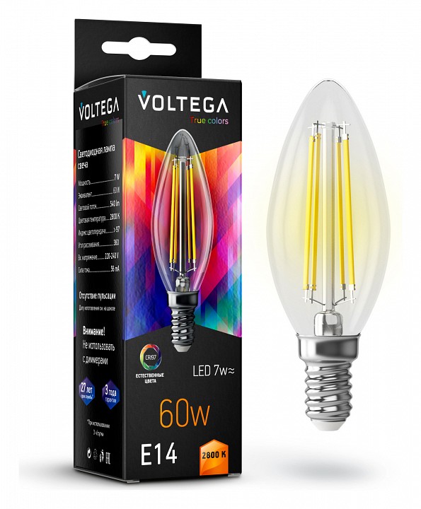 Лампа светодиодная voltega cangle e14 7w high cri e14 7вт 2800k 7152