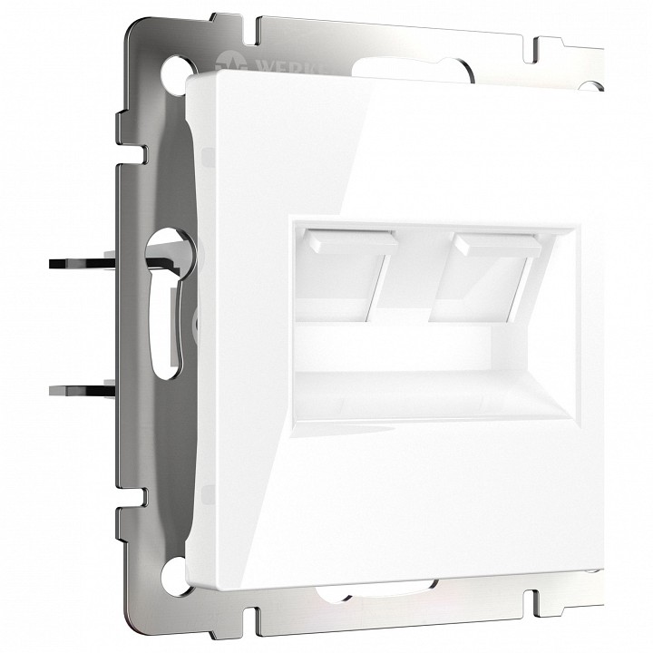 Розетка двойная ethernet rj-45 без рамки werkel белый w1181101