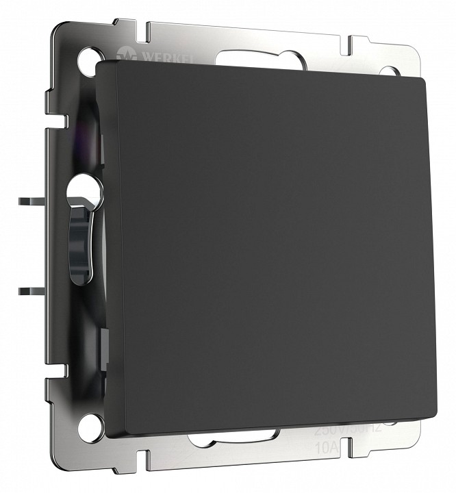 Выключатель проходной одноклавишный без рамки werkel черный матовый w1112008