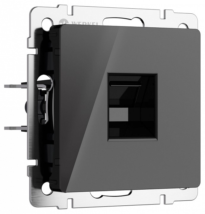 Розетка ethernet rj-45 без рамки werkel черный акрил w1181048