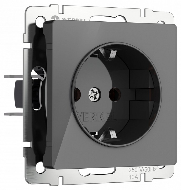 Розетка с заземлением, Без рамки werkel графит акрил w1171044