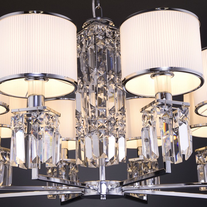 Подвесная люстра eurosvet zaffiro 10099/8 хром/прозрачный хрусталь strotskis (новый абажур)
