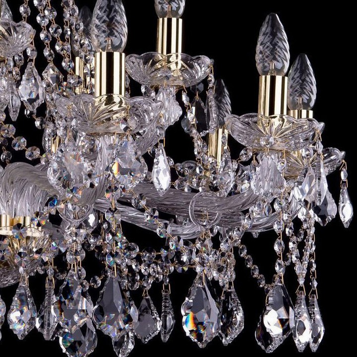 Подвесная люстра bohemia ivele crystal 1413 1413/10+5/300/g/leafs