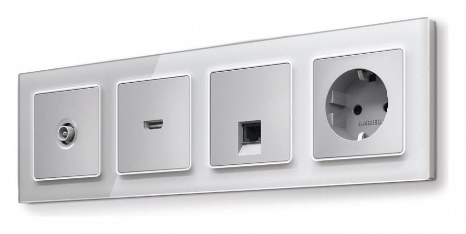 Рамка на 4 поста ambrella volt platos стекло органическое af330404