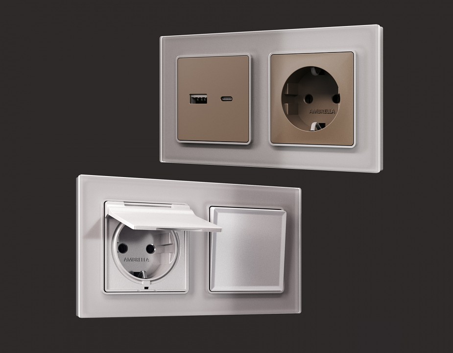 Рамка на 1 пост ambrella volt platos стекло органическое af330501