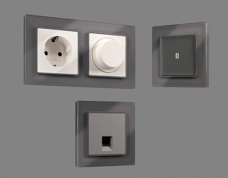 Рамка на 2 поста ambrella volt platos стекло органическое af330652