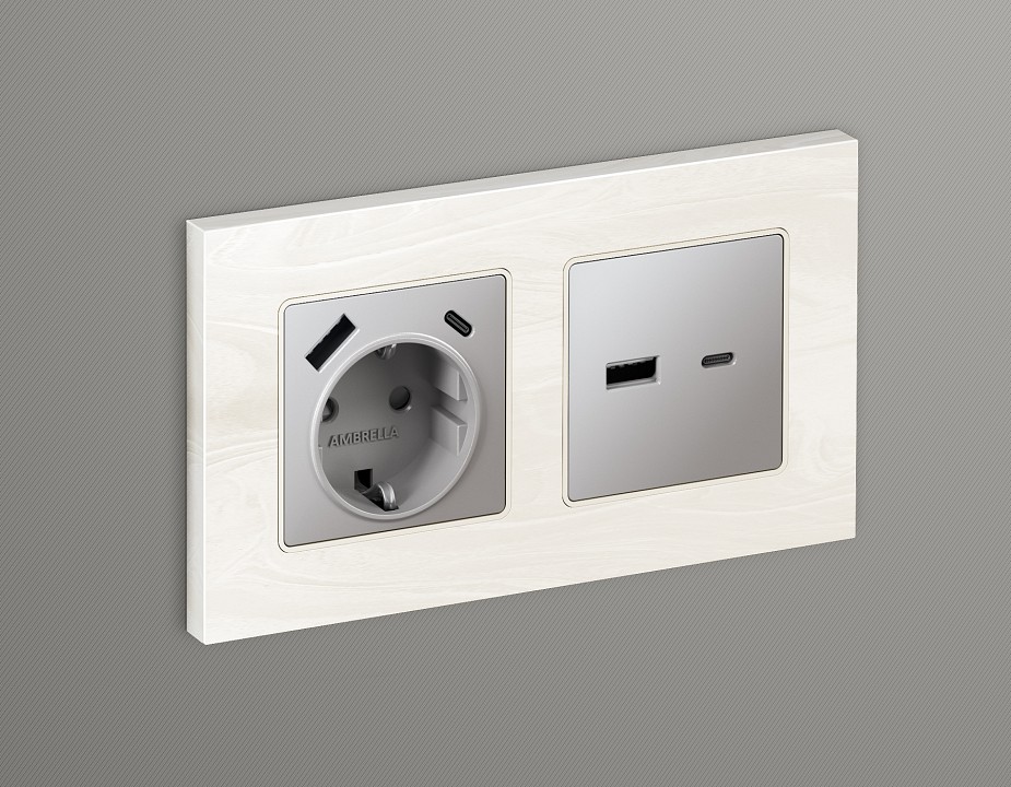 Накладка для розетки type a и c ambrella volt quant ap5110