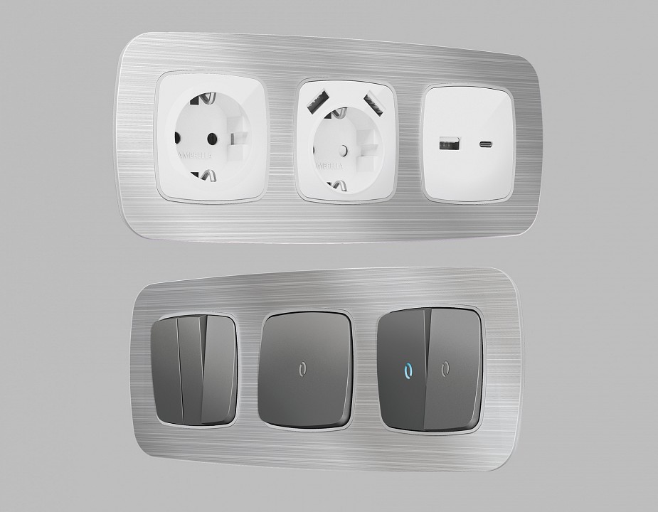 Рамка на 3 поста ambrella volt radian металл of580103