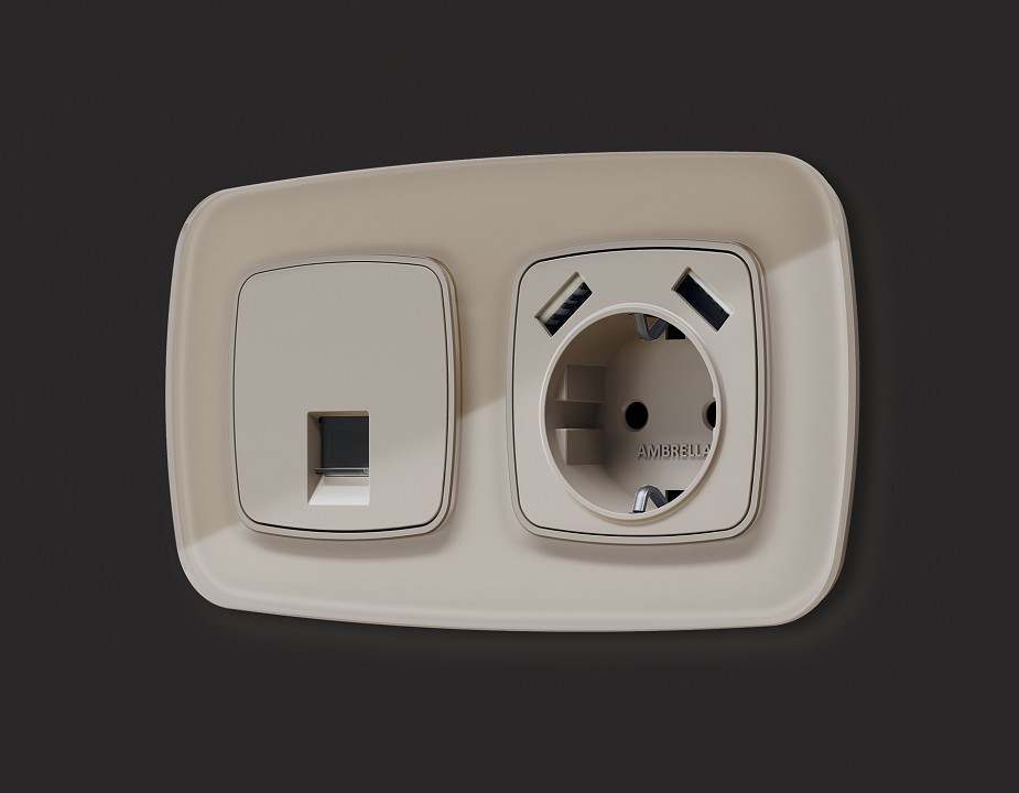 Накладка для розетки rj-11 или rj-45 ambrella volt quant op3720