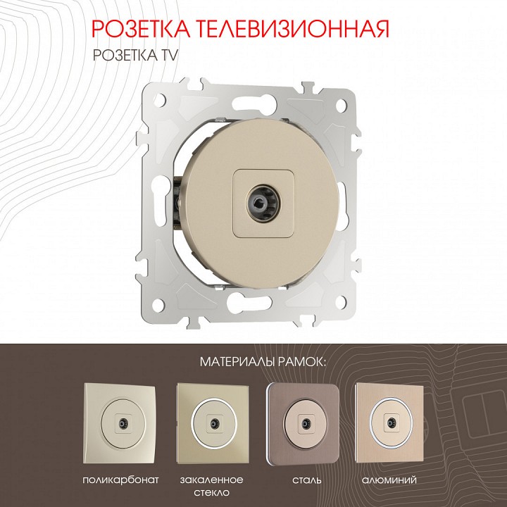Тв-розетка без рамки arte milano am-202 202.43-1.shampan