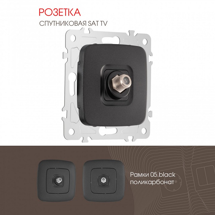 Тв-розетка без рамки arte milano am-205 205.42-1.black
