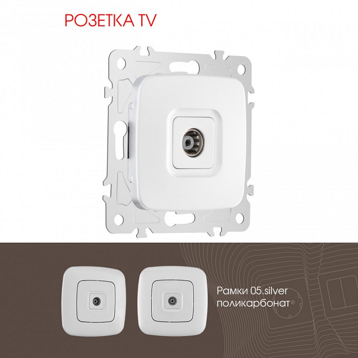 Тв-розетка без рамки arte milano am-205 205.43-1.silver