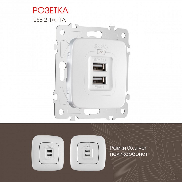 Розетка usb, Без рамки arte milano am-205 205.46-1.silver