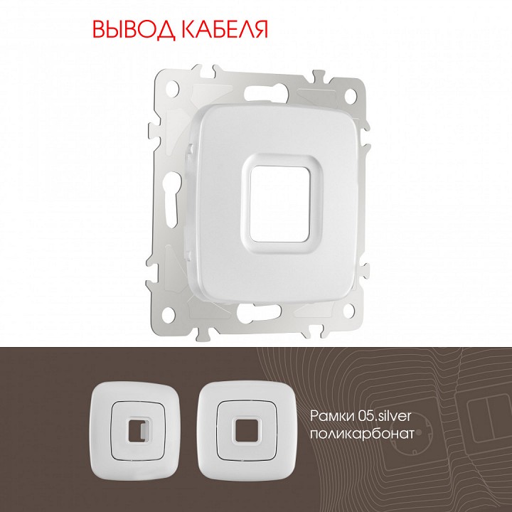 Розетка для вывод кабеля без рамки arte milano am-205 205.49-1.silver