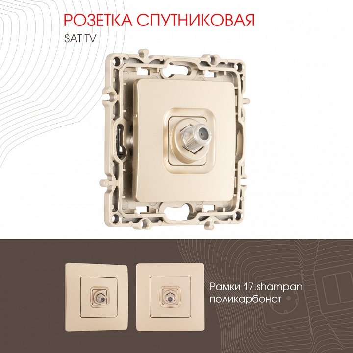 Тв-розетка без рамки arte milano am-217 217.42-1.shampan