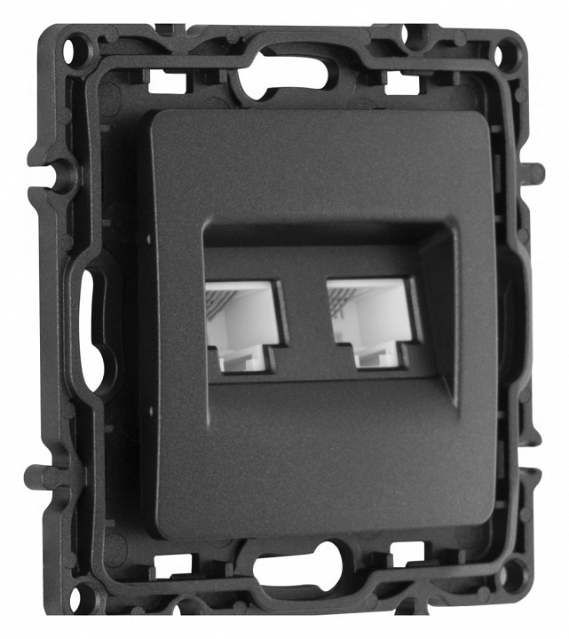 Розетка двойная rj-11 и ethernet rj-45, Без рамки arte milano am-217 217.44-1.black