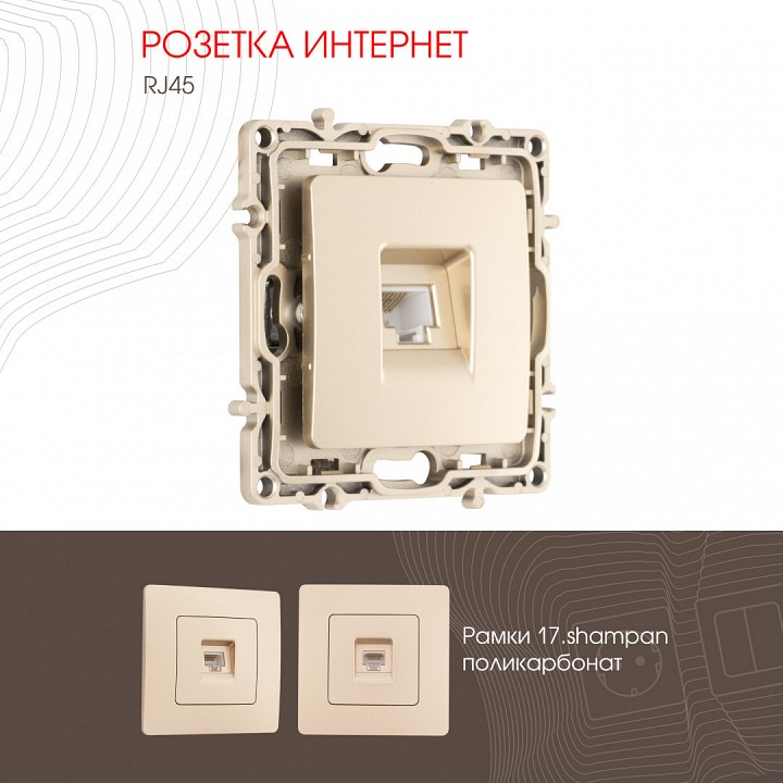 Розетка ethernet rj-45 без рамки arte milano am-217 217.45-1.shampan
