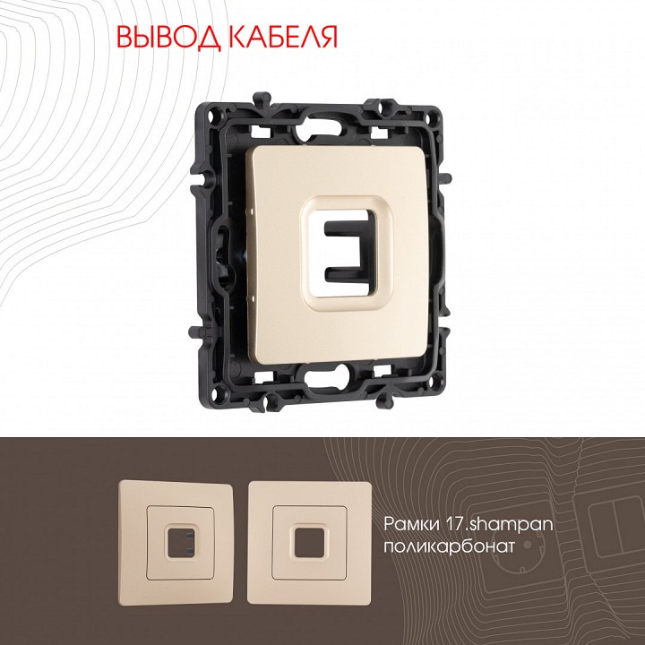 Розетка для вывод кабеля без рамки arte milano am-217 217.49-1.shampan