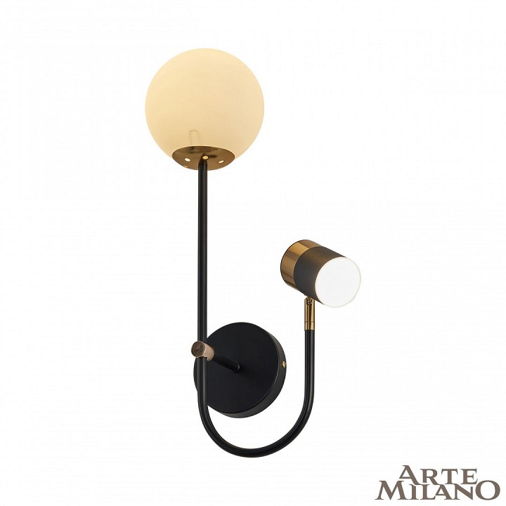 Бра с подсветкой arte milano ferrara-71040 274802/1+1b bk/gd