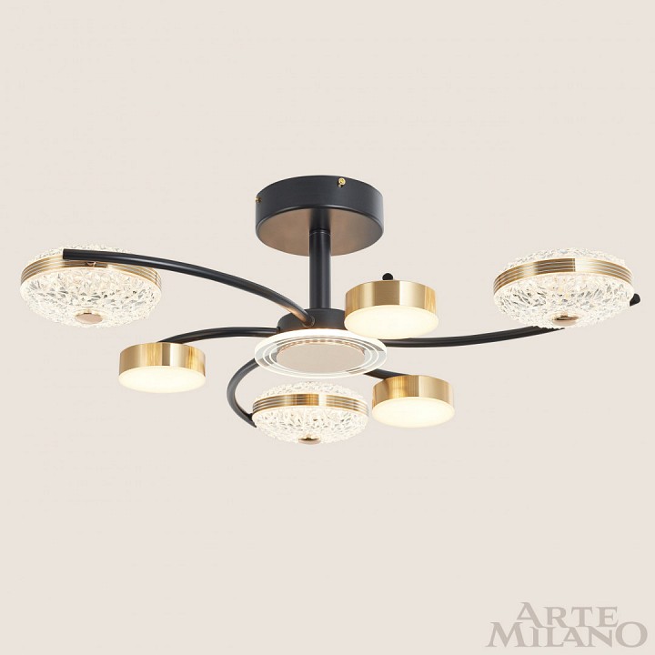 Люстра на штанге arte milano ferrara-72069 279169/3+3 bk/gd