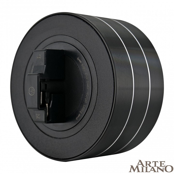 Розетка с заземлением на треке arte milano am-track-sockets 380011ts/es black