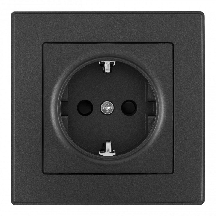 Розетка с заземлением и со шторкой arte milano set06-1 set06-1-40-1 black