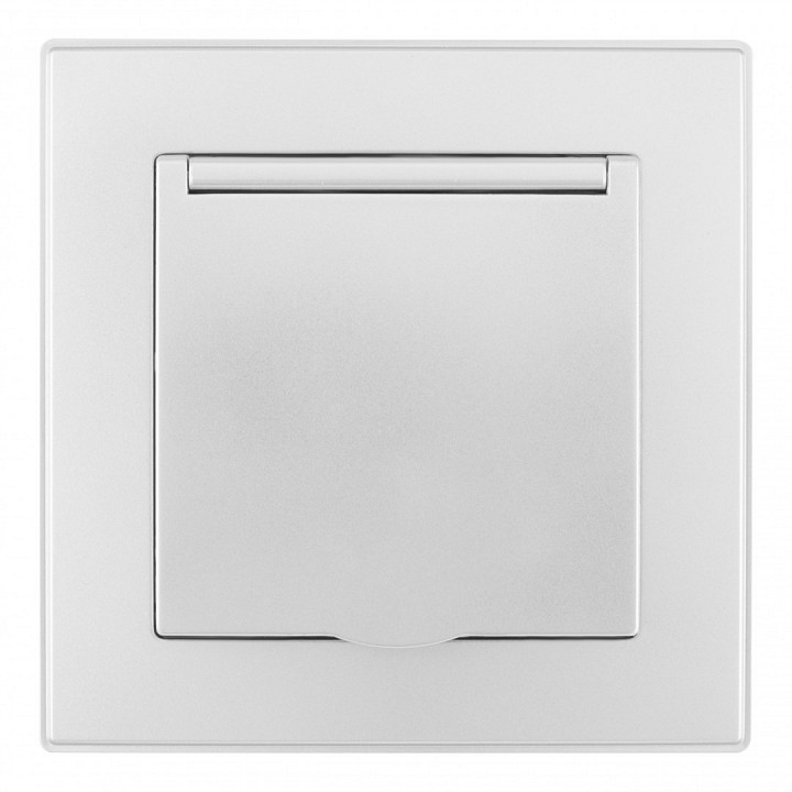 Розетка с заземлением и шторкой, С крышкой arte milano set06-1 set06-1-41-1 silver