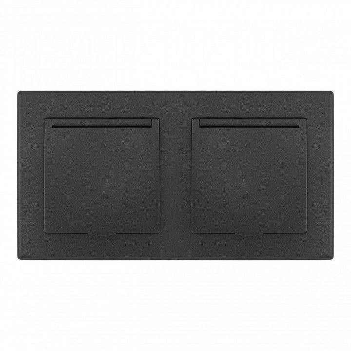 Розетка влагозащищенная с заземлением и со шторкой с крышкой arte milano set06-2 set06-2-41-1x2 black